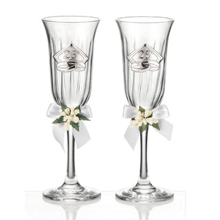 Set Cornice 25° Anniversario Nozze + Coppia di Flutes Valenti