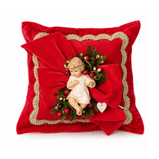 Bambinello con Cuscino "Sara's Idea"Santa Claus"37x37 cm.