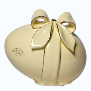 Uovo Decorativo Dea Giallo Capodimonte h.13 cm.