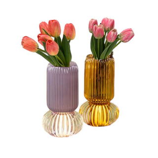 Bomboniera Vaso Lampada Led con Tulipani Yvonne Gontier ø 11xh. 19 cm.