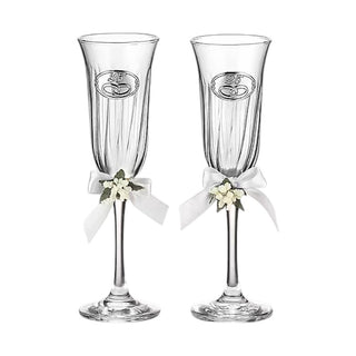 Set Albero della Vita Cornice 25° Anniversario Nozze + Coppia di Flutes Valenti