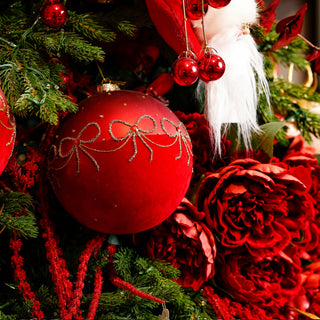 Set 2 pz. Sfere Glass Ball "Emozioni di Natale" Fiori di Lena Ø12 cm.