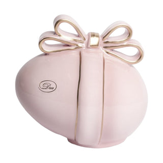 Uovo Fiocco Rosa Cipria Dea Capodimonte h. 13 cm.