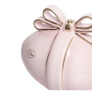 Uovo Fiocco Rosa Cipria Dea Capodimonte h. 13 cm.