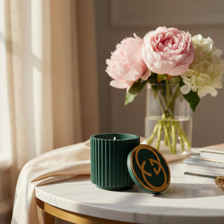 Bomboniera Candela Verde Riflessi 7x9 cm.