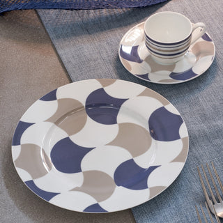 Servizio di Piatti 49 pz. "Ritmo Grigio/Blu" Galbiati Milano