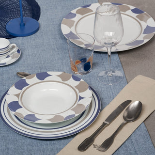 Servizio di Piatti 49 pz. "Ritmo Grigio/Blu" Galbiati Milano