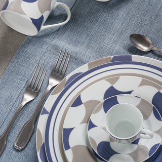 Servizio di Piatti 49 pz. "Ritmo Grigio/Blu" Galbiati Milano