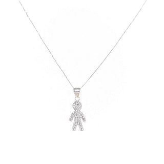 Collana Con Bimbo in Oro Bianco 18kt e Swarovski