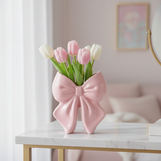 Bomboniera Vaso Fiocco Rosa