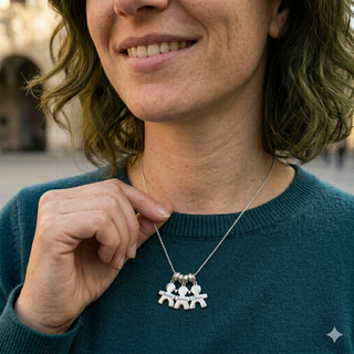 Collana Personalizzabile Tris Bimbo/a "Family" In Argento 925%