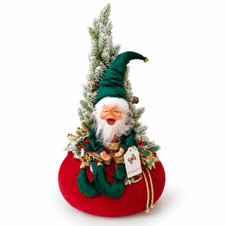 Pouf Elfo con Albero Innevato "Emozioni di Natale" Fiori di Lena 75 cm.