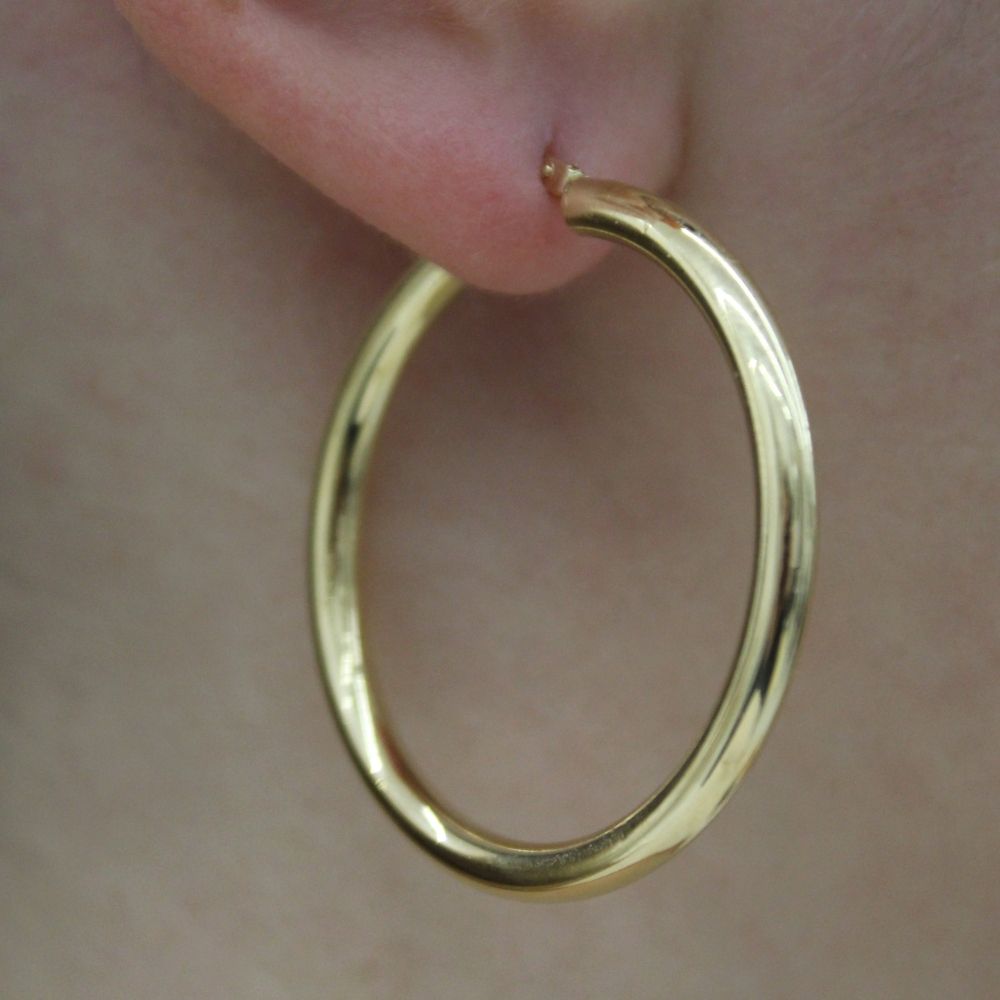 Orecchini Greca Cerchi 18x6 mm Oro Giallo 18K Orecchini Greca Cerchi 18x6 mm Oro Giallo 18K