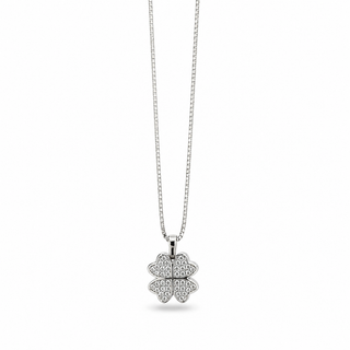 Collana Quadrifoglio Pavè in Argento 925%