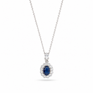 Collana Pietra Ovale Blu In Argento 925%