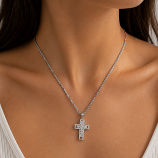 Collana Corda Croce in Argento 925%