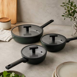 Set 3 Padelle con Coperchio "Titan Pro Green" Sambonet