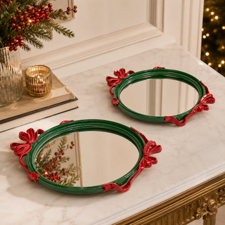 Vassoio Decorativo Verde Fiocchi Ovale EDG