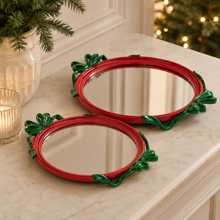 Vassoio Decorativo Rosso Fiocchi Ovale EDG