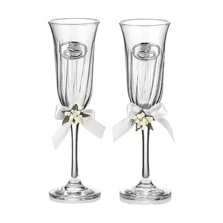 Set Portafoto Cornice 25° Anniversario Nozze + Coppia di Flutes Valenti