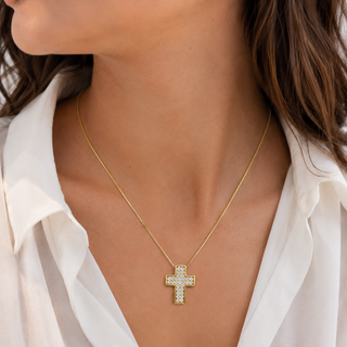 Collana Croce Gold in Argento 925%