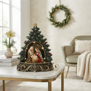 Bomboniera Albero di Natale Natività con Led h.22 cm.