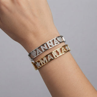 Bracciale Manetta Con Nome Personalizzabile in Acciaio Gold