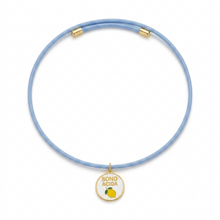 Choker Magnetico con Ciondolo "Sono Acida" in Argento 925%