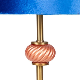 Lampara-sobremesa-diseno-Art-Deco-cristal-naranja-hierro-dorado-y-pantalla-azul-cobalto-2-1536x1536