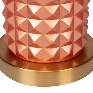 Lampara-sobremesa-diseno-Art-Deco-cristal-naranja-hierro-dorado-y-pantalla-azul-cobalto-4