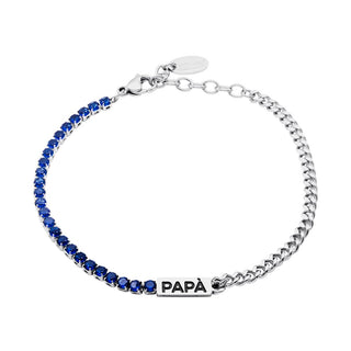Life-is-papa-Bracciale-in-acciaio-con-incisione-in-smalto-e-cristalli-B19213