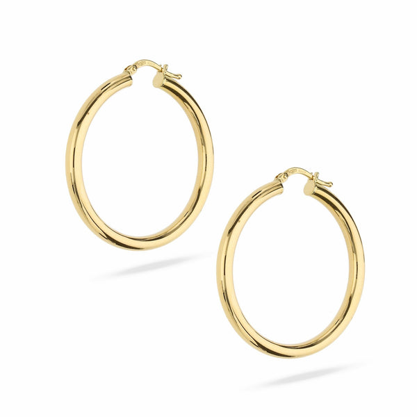 Orecchini A Cerchio Flessibili In Oro 585 (14k) Made In Germany | MATERIA Modello GO-7 17mm | Gioielli Donna Elastici Con Chiusura Sicura In Confezione Regalo - 4