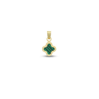 Pendente Quadrifoglio Malachite in Oro Giallo 18kt.