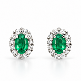 Orecchini Smeraldi e Diamanti in Oro 18 kt. Giorgio Visconti