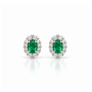 Orecchini Smeraldi e Diamanti in Oro 18 kt. Giorgio Visconti