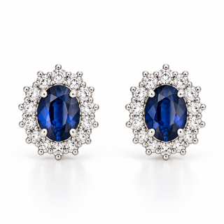 Orecchini Zaffiri e Diamanti in Oro 18 kt. Giorgio Visconti