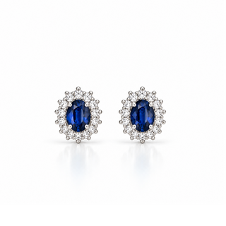 Orecchini Zaffiri e Diamanti in Oro 18 kt. Giorgio Visconti
