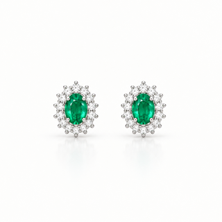 Orecchini Smeraldi e Diamanti in Oro 18 kt. Giorgio Visconti