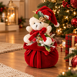 Pouf Teddy "Emozioni di Natale" Fiori di Lena h.20 cm.