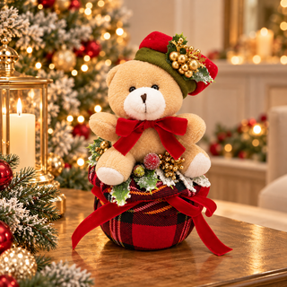 Pouf Teddy "Emozioni di Natale" Fiori di Lena h.20 cm.