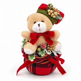 Pouf Teddy "Emozioni di Natale" Fiori di Lena h.20 cm.