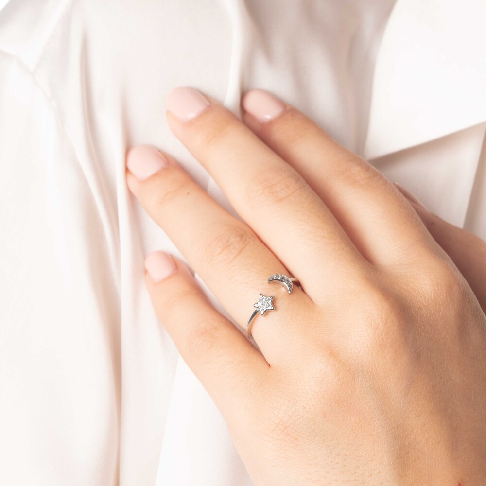 Anello Luna E Stella Argento 925 - Foto 3