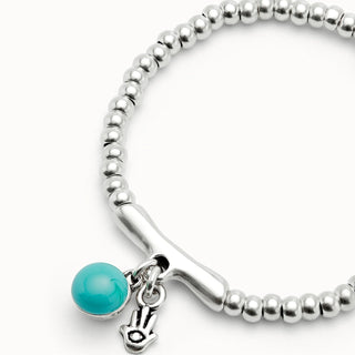 Bracciale Elastico con Cristallo e Mano di Fatima Verde Unode50
