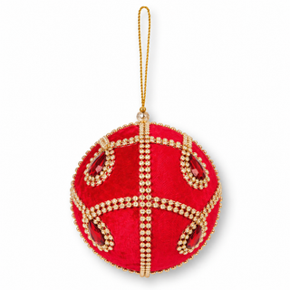 Set 3 pz. Pallina in Velluto Rosso con Pietre Sara's Idea h.10 cm.