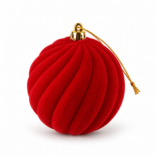 Set 10 pz. Sfere in Velluto Rosso h.10 cm.