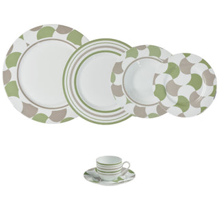 Servizio di Piatti 49 pz. "Ritmo Grigio/Verde" Galbiati Milano