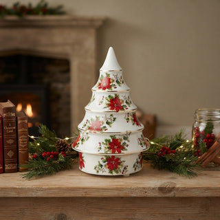 Carillon Albero di Natale con Stelle di Natale h.23 cm.