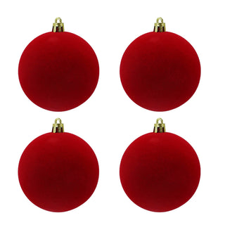 Set 4 Sfere in Velluto Rosso Ø 10 cm.