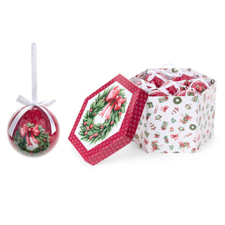 Box 14 Palline di Natale "Storia di Natale" Nuvole di Stoffa Ø7.5 cm.