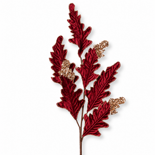 Set 2 pz. Rami Decorativi Foglie di Quercia Fiori di Lena h 75 cm.